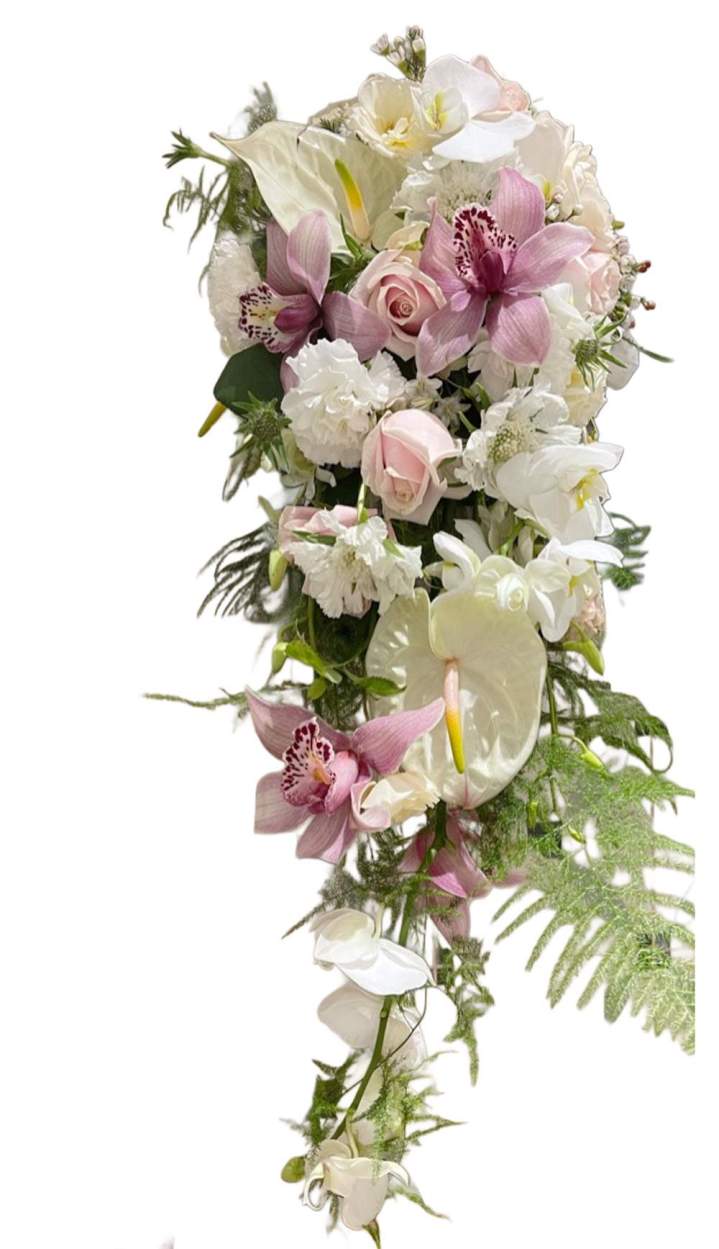 bouquet de mariée retombant